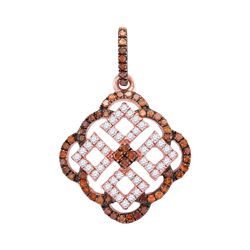 0.50 CTW Red Color Diamond Square Cluster Pendant 10KT Rose Gold - REF-25F4N