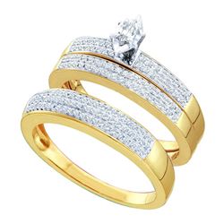 0.50 CTW His & Hers Marquise Diamond Solitaire Matching Bridal Ring 10KT Yellow Gold - REF-64F4N