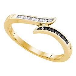 0.10 CTW Black Color Diamond Slender Bypass Ring 10KT Yellow Gold - REF-14W9K