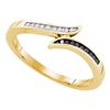 Image 1 : 0.10 CTW Black Color Diamond Slender Bypass Ring 10KT Yellow Gold - REF-14W9K