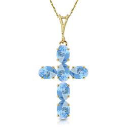 Genuine 1.50 ctw Blue Topaz Necklace Jewelry 14KT Yellow Gold - REF-32H8X