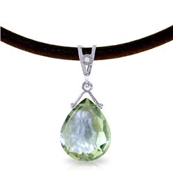 Genuine 6.51 ctw Green Amethyst & Diamond Necklace Jewelry 14KT White Gold - REF-26T9A