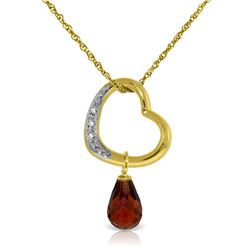 Genuine 2.28 ctw Garnet & Diamond Necklace Jewelry 14KT Yellow Gold - REF-40R7P