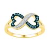 Image 1 : 0.16 CTW Blue Color Diamond Infinity Heart Ring 10KT Yellow Gold - REF-18F2N