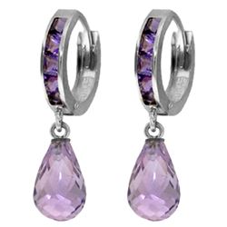 Genuine 5.35 ctw Amethyst Earrings Jewelry 14KT White Gold - REF-43T6A