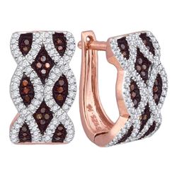 0.50 CTW Red Color Diamond Hoop Earrings 10KT Rose Gold - REF-59K9W