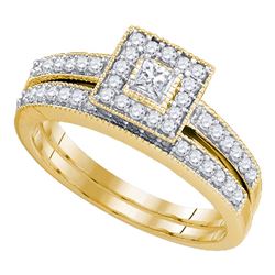 0.46 CTW Princess Diamond Bridal Engagement Ring 10KT Yellow Gold - REF-52W4K