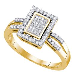 0.30 CTW Diamond Rectangle Cluster Ring 10KT Yellow Gold - REF-34M4H