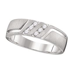 0.15 CTW Mens Diamond Wedding Anniversary Ring 14k White Gold - REF-52H4M