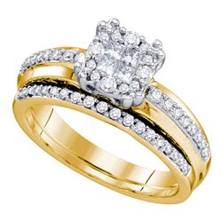 0.51 CTW Princess Diamond Soleil Bridal Engagement Ring 14KT Yellow Gold - REF-89Y9X
