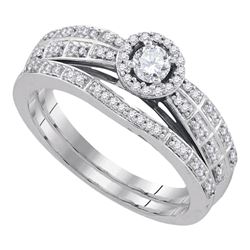 0.33 CTW Diamond Halo Bridal Engagement Ring 10KT White Gold - REF-50K9W