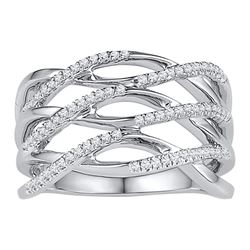 0.25 CTW Diamond Openwork Crossover Strand Ring 10KT White Gold - REF-33K8W