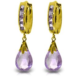 Genuine 6.85 ctw Amethyst Earrings Jewelry 14KT White Gold - REF-49W6Y