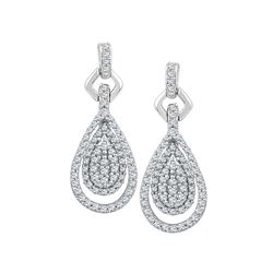 0.50 CTW Diamond Teardrop Dangle Earrings 10KT White Gold - REF-40H4M