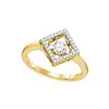 Image 1 : 0.19 CTW Diamond Solitaire Diagonal Square Ring 14KT Yellow Gold - REF-38Y9X