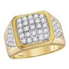Image 1 : 2.3 CTW Mens Diamond Square Cluster Ring 14KT Yellow Gold - REF-167N9F