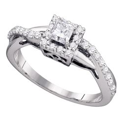 0.50 CTW Princess Diamond Princess Bridal Engagement Ring 14KT White Gold - REF-75M2H