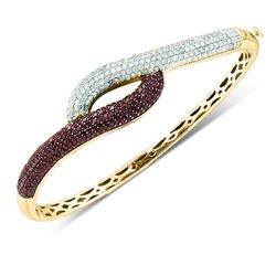 2.5 CTW Cognac-brown Color Diamond Luxury Bangle Bracelet 14k Yellow Gold - REF-199K4W