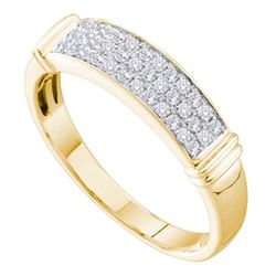 0.29 CTW Diamond Triple Row Ring 14KT Yellow Gold - REF-26H9M