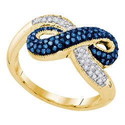 0.36 CTW Blue Color Diamond Infinity Ring 10KT Yellow Gold - REF-32K9W