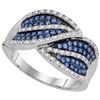 Image 1 : 0.39 CTW Blue Color Diamond Ring 10KT White Gold - REF-41M9H