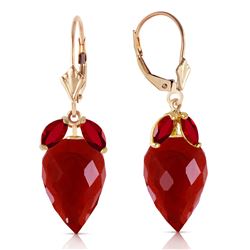 Genuine 27.1 ctw Ruby Earrings Jewelry 14KT Yellow Gold - REF-59F9Z