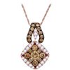 Image 1 : 0.62 CTW Brown Color Diamond Diagonal Square Cluster Pendant 14KT Rose Gold - REF-64M4H
