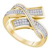 Image 1 : 0.25 CTW Pave-set Diamond Crossover Bypass Ring 10KT Yellow Gold - REF-30H2M