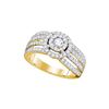 Image 1 : 1.02 CTW Diamond Solitaire Halo Strand Bridal Engagement Ring 14KT Yellow Gold - REF-127M4H