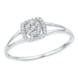 0.10 CTW Diamond Square Cluster Ring 10KT White Gold - REF-10M5H