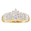 Image 1 : 0.26 CTW Prong-set Diamond Oval Cluster Ring 10KT Yellow Gold - REF-18H2M