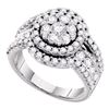 Image 1 : 2.01 CTW Diamond Flower Cluster Cluster Ring 14KT White Gold - REF-206W9K