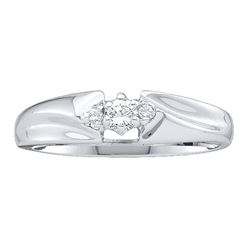 0.10 CTW Diamond 3-stone Promise Bridal Ring 14KT White Gold - REF-22M4H
