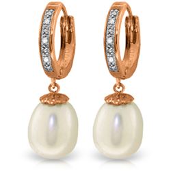 Genuine 8.03 ctw Pearl & Diamond Earrings Jewelry 14KT Rose Gold - REF-52P3H