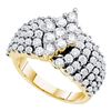 Image 1 : 2 CTW Pave-set Diamond Oval-shape Cluster Ring 14KT Yellow Gold - REF-217W4K
