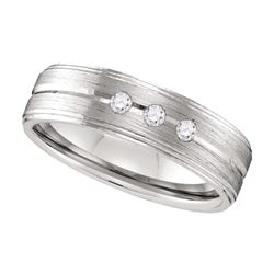 0.12 CTW Mens Diamond Brushed Anniversary Ring 10KT White Gold - REF-41X2Y