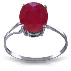 Genuine 3.5 ctw Ruby Ring Jewelry 14KT White Gold - REF-39X6M