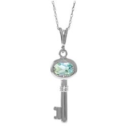 Genuine 0.50 ctw Aquamarine Necklace Jewelry 14KT White Gold - REF-32H9X