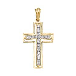0.26 CTW Diamond Cross Pendant 10KT Yellow Gold - REF-14N9F