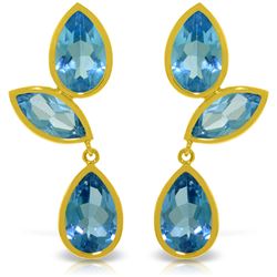 Genuine 13 ctw Blue Topaz Earrings Jewelry 14KT Yellow Gold - REF-58X7M