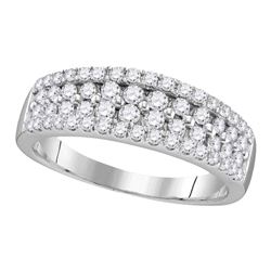 0.96 CTW Pave-set Diamond Double Two Row Ring 10KT White Gold - REF-67F4N