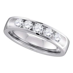 0.78 CTW Diamond Single Row Wedding Ring 14KT White Gold - REF-89X9Y