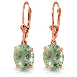 Genuine 6.25 ctw Green Amethyst Earrings Jewelry 14KT Rose Gold - REF-41A2K