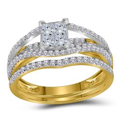 1 CTW Princess Diamond Bridal Engagement Ring 10KT Yellow Gold - REF-75Y2X