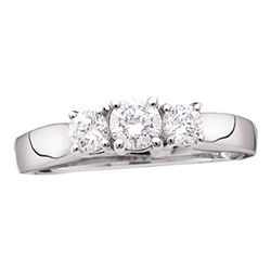 0.97 CTW Diamond 3-stone Bridal Engagement Ring 14KT White Gold - REF-116X9Y