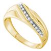 Image 1 : 0.13 CTW Mens Diamond Diagonal Single Row Wedding Ring 10KT Yellow Gold - REF-24M2H