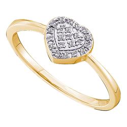 0.08 CTW Diamond Delicate Heart Ring 14KT Yellow Gold - REF-13N4F