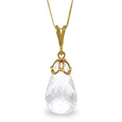 Genuine 7 ctw White Topaz Necklace Jewelry 14KT Yellow Gold - REF-25T3A