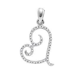 0.10 CTW Diamond Curled Heart Pendant 10KT White Gold - REF-10W5K