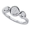Image 1 : 0.12 CTW Diamond Triple Cluster Ring 10KT White Gold - REF-19N4F